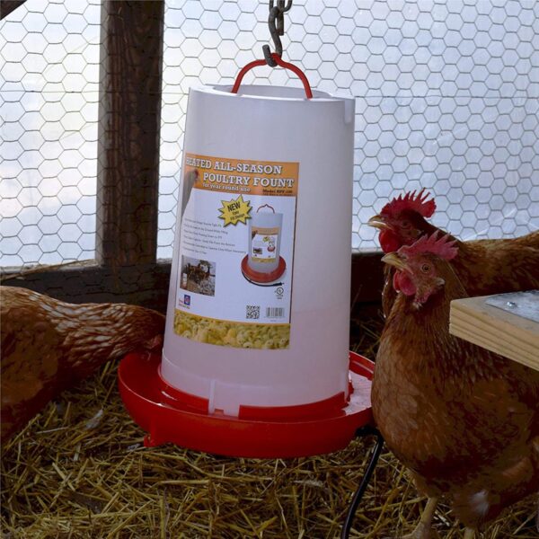 Heated Plastic Hanging Poultry Water Fountain, Red (4 Pack) - Image 2