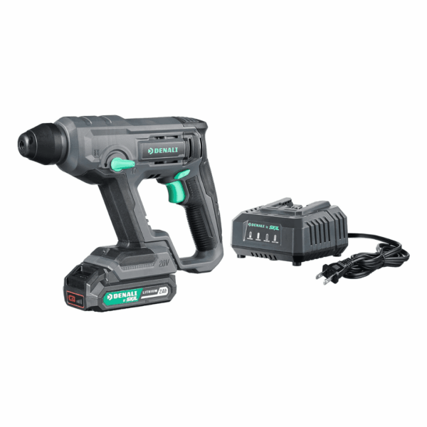 Denali by  20V Cordless Rotary Hammer Kit with 2.0Ah Lithium Battery and 2.4A Charger, Blue