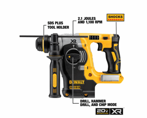 DCH273B 20-Volt MAX XR Cordless Brushless 1 in. SDS Plus L-Shape Rotary Hammer (Tool-Only) - Image 4