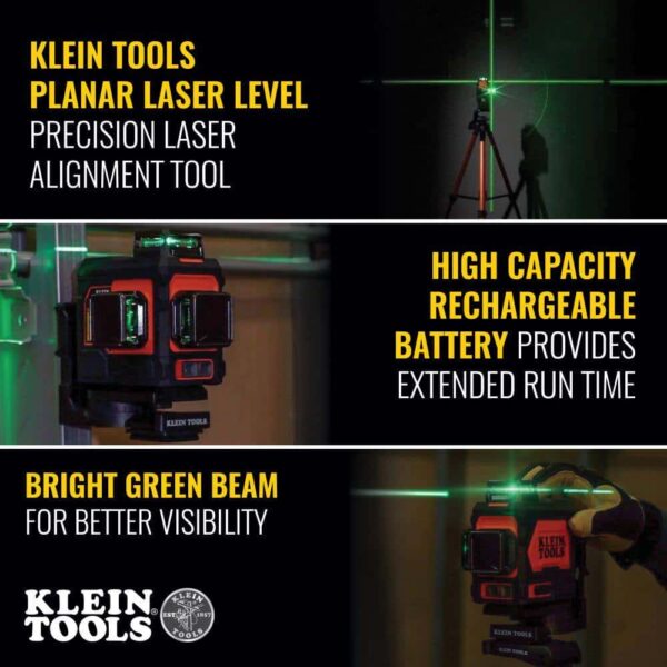 Klein Tools 93PLL Rechargeable Self-Leveling Green Planar Laser Level - Image 4