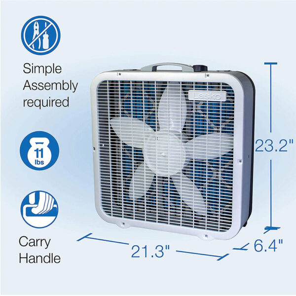 Portable Home Office 3 Speed Air Purifier Machine Box Fan, White - Image 7