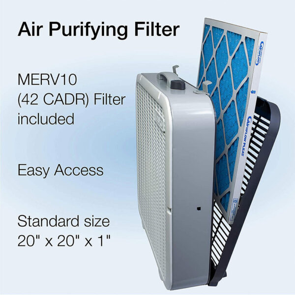 Portable Home Office 3 Speed Air Purifier Machine Box Fan, White - Image 3