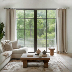 Pinch Pleated Lille Linen Memory Trained Blackout Curtains Natural Modern Custom Drapes