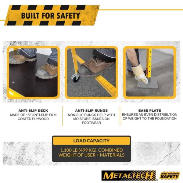 MetalTech I-CISCBPH1 Safeclimb Baker 6.2 ft. L x 6.25 ft. H x 2.5 ft. D Metal Scaffold Platform, 1100lb. Capacity - Image 5