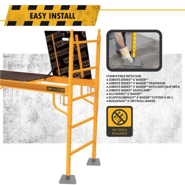 MetalTech I-CISCBPH1 Safeclimb Baker 6.2 ft. L x 6.25 ft. H x 2.5 ft. D Metal Scaffold Platform, 1100lb. Capacity - Image 3