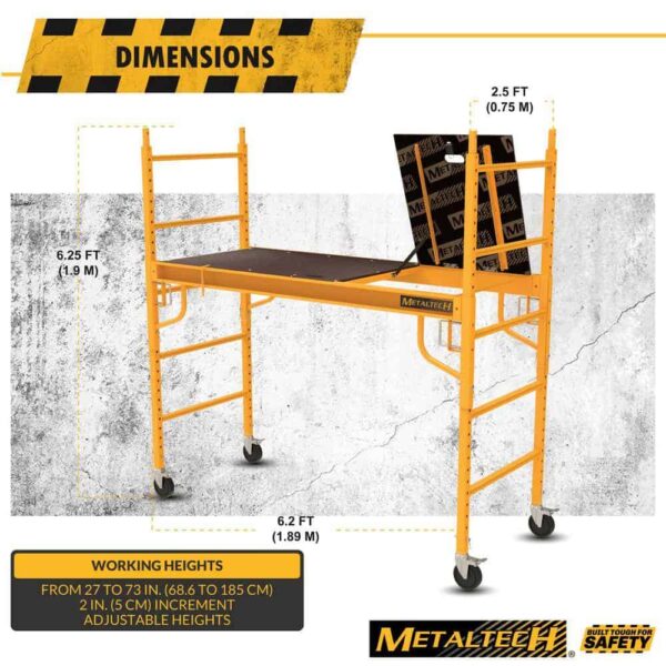 MetalTech I-CISCBPH1 Safeclimb Baker 6.2 ft. L x 6.25 ft. H x 2.5 ft. D Metal Scaffold Platform, 1100lb. Capacity - Image 6