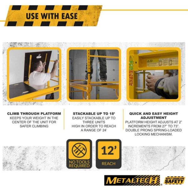 MetalTech I-CISCBPH1 Safeclimb Baker 6.2 ft. L x 6.25 ft. H x 2.5 ft. D Metal Scaffold Platform, 1100lb. Capacity - Image 7