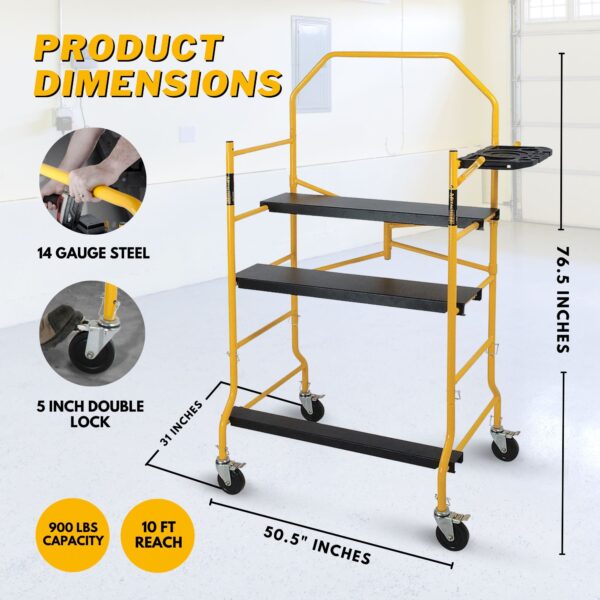 5?? High Portable Jobsite Series Mobile Scaffolding with Locking Wheels - Image 6