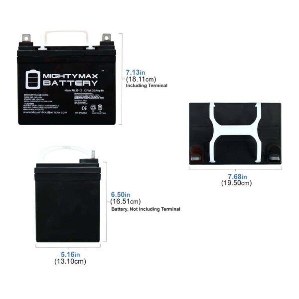 BATTERY 3437261 12V 35Ah Pride Mobility BATLIQ1017 AGM U1 Replacement Battery   2 Pack - Image 4