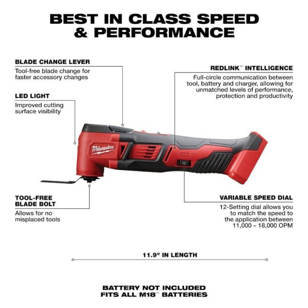 2680-20-2626-20 M18 18V Lithium-Ion Cordless 4-1/2 in. Cut-Off/Grinder with Oscillating Multi-Tool - Image 3