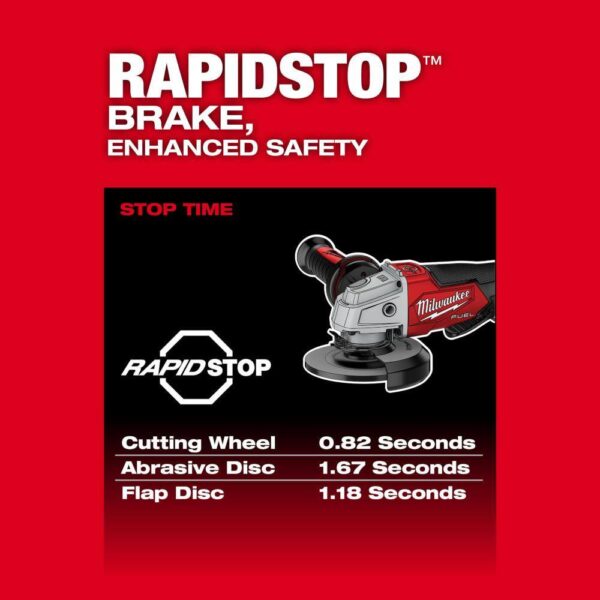 2880-20-48-11-1850 M18 FUEL 18V Lithium-Ion Brushless Cordless 4-1/2 in. ./5 in. Grinder with Paddle Switch with (1) 5.0 Ah Battery - Image 12