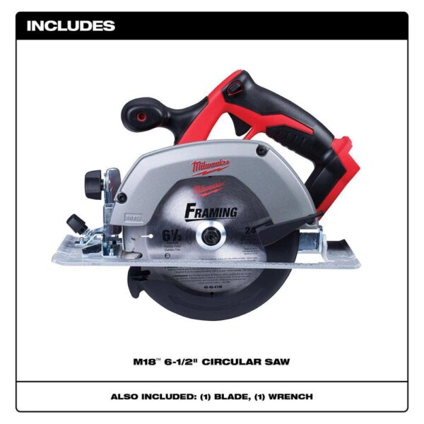 2630-20 M18 18V Lithium-Ion Cordless 6-1/2 in. Circular Saw (Tool-Only) - Image 3