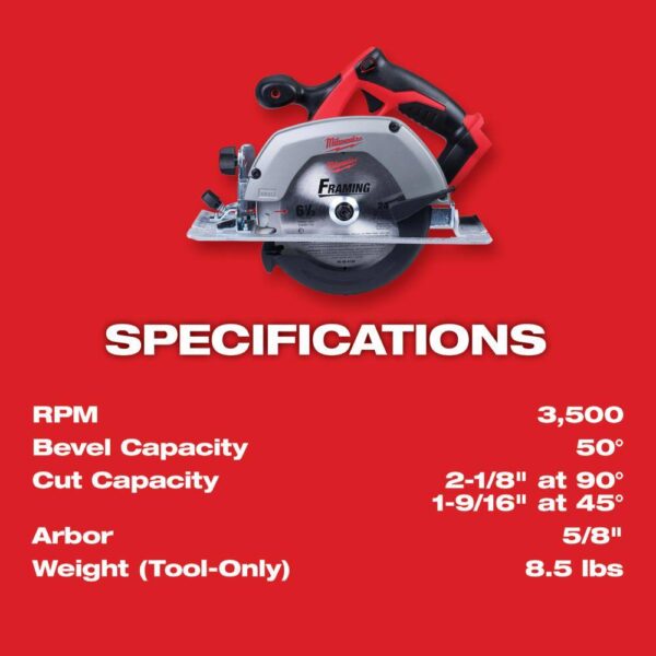 2630-20 M18 18V Lithium-Ion Cordless 6-1/2 in. Circular Saw (Tool-Only) - Image 4