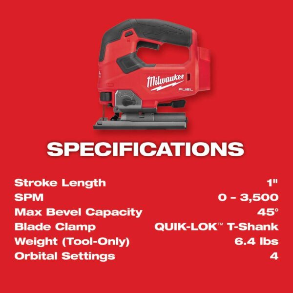 2830-20-2737-20 M18 FUEL 18V Lithium-Ion Cordless 7-1/4 in. Rear Handle Circular Saw with M18 FUEL Jig Saw - Image 6