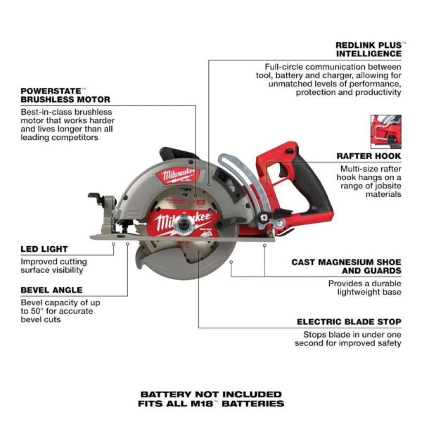2830-20-48-59-1880 M18 FUEL 18V Lithium-Ion Cordless 7-1/4 in. Rear Handle Circular Saw with 8.0 Ah Starter Kit - Image 4