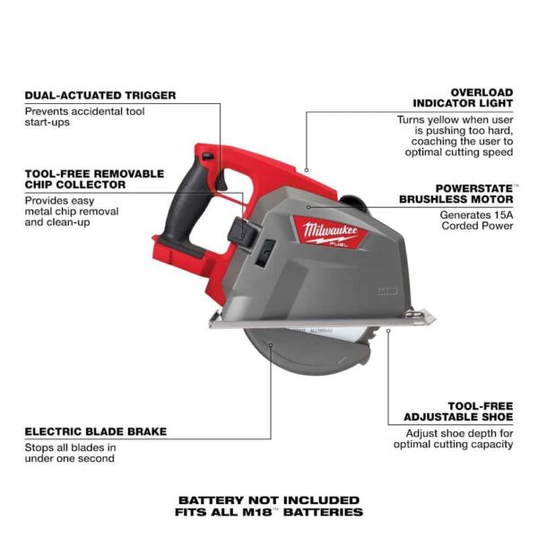 2982-20-48-11-1865 M18 FUEL 18V 8 in. Lithium-Ion Brushless Cordless Metal Cutting Circular Saw with 6.0 Ah Battery - Image 6