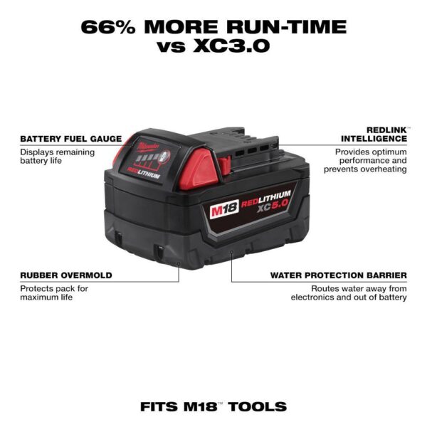 48-59-1850-2630-20 M18 18-Volt Lithium-Ion Cordless 6-1/2 in. Circular Saw with M18 Starter Kit One 5.0Ah Battery and Charger - Image 3