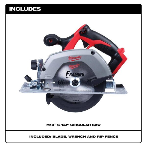 48-59-1850-2630-20 M18 18-Volt Lithium-Ion Cordless 6-1/2 in. Circular Saw with M18 Starter Kit One 5.0Ah Battery and Charger - Image 7