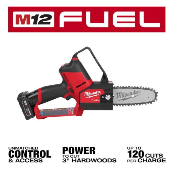 2527-21-48-11-2460 M12 FUEL 12V Lithium-Ion Brushless Battery 6 in. HATCHET Chainsaw Kit with 6.0 Ah and 4.0 Ah Battery, Charger - Image 2