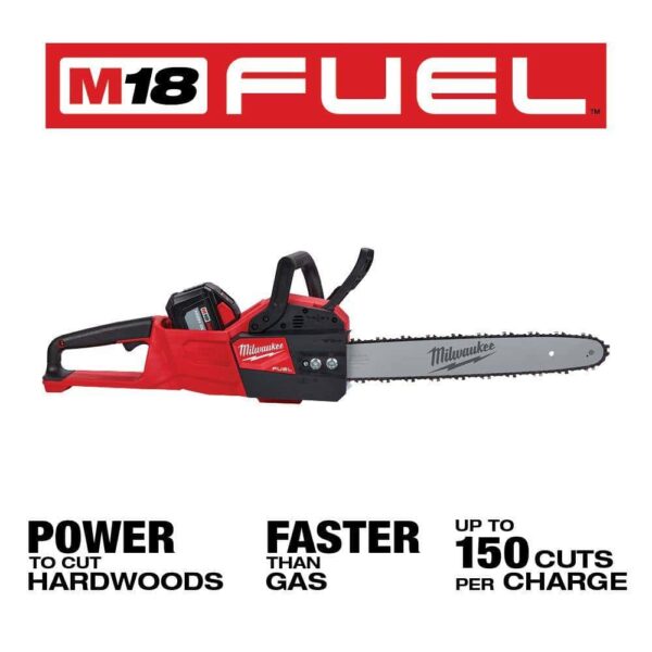 M18 FUEL 16 in. 18V Lithium-Ion Brushless Battery Chainsaw Kit with M18 FUEL Blower, Extra Chainsaw Chain - Image 4