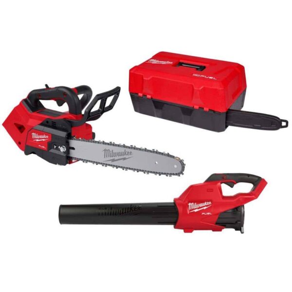 M18 FUEL 14 in. 18V Lithium-Ion Brushless Cordless Battery Top Handle Chainsaw with Chainsaw Carrying Case, Blower