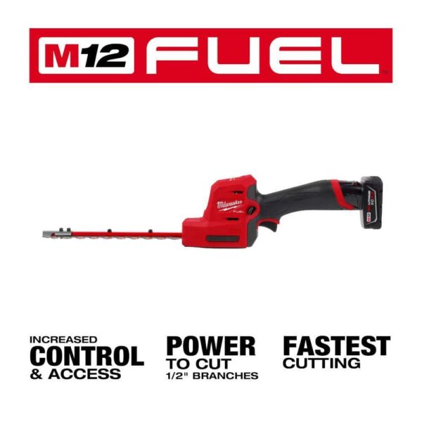 M12 FUEL 8 in. 12V Lithium-Ion Brushless Cordless Hedge Trimmer Kit with M18 FUEL 24 in. Hedge Trimmer (2-Tool) - Image 3