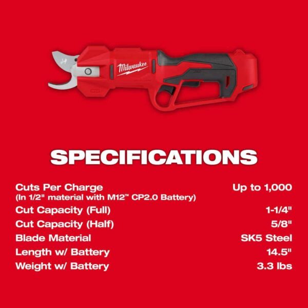 M12 FUEL 12V Brushless Cordless Brushless Cordless Pruner w/M12 1 Gal. Handheld Sprayer, (2) 2.0 Ah Battery, Charger - Image 3