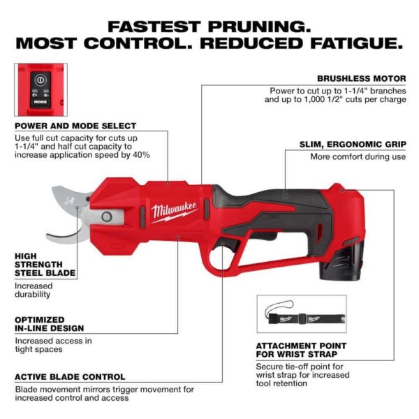 M12 FUEL 12V Brushless Cordless Brushless Cordless Pruner w/M12 1 Gal. Handheld Sprayer, (2) 2.0 Ah Battery, Charger - Image 2