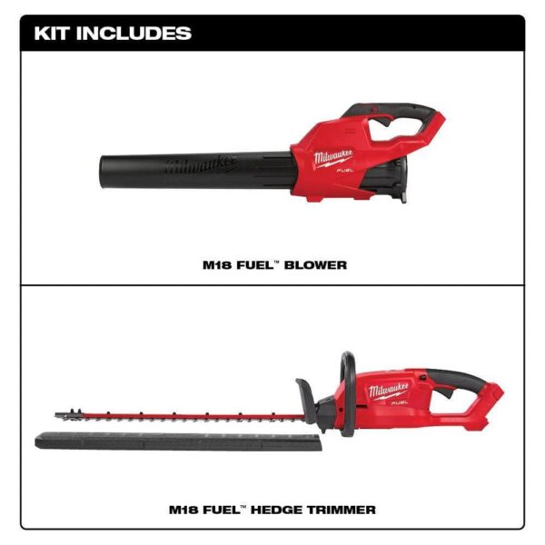 M18 FUEL 18V Lithium-Ion Brushless Cordless Handheld Blower and M18 FUEL Hedge Trimmer Combo Kit (2-Tool) - Image 2