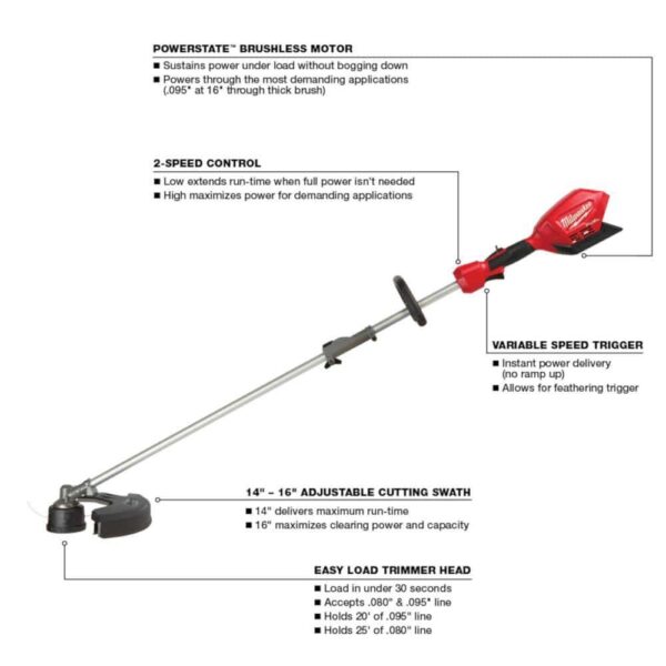 M18 FUEL 24 in. 18V Lithium-Ion Brushless Cordless Hedge Trimmer w/M18 FUEL QUIK-LOK String Trimmer (2-Tool) - Image 5
