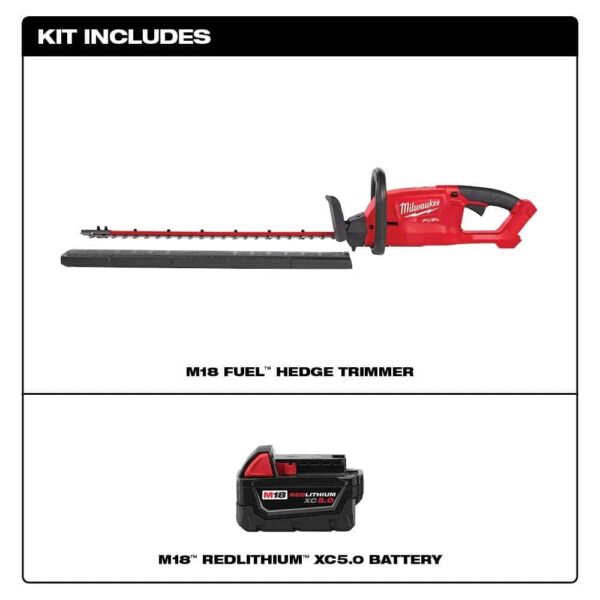 2726-20-48-11-1850 M18 FUEL 18V Lithium-Ion Brushless Cordless Hedge Trimmer W/ M18 5.0Ah Battery - Image 2