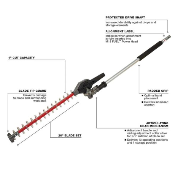M18 FUEL QUIK-LOK 10 in. Pole Saw Attachment, 8 in. Edger Attachment and Hedge Trimmer Attachment (3-Tool) - Image 8