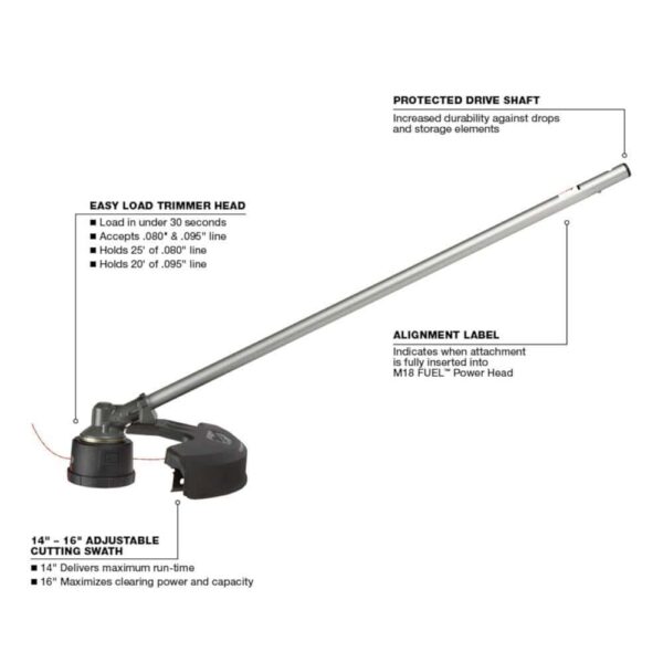 M18 FUEL 10 in. 18V Lithium-Ion Brushless Electric Cordless Pole Saw w/M18 QUIK-LOK 16 in. String Trimmer Attachment - Image 4