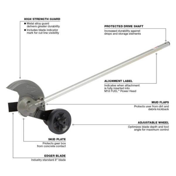 M18 FUEL 10 in. 18V Lithium-Ion Brushless Electric Cordless Pole Saw w/ M18 8 in. Edger Attachment(2-Tool) - Image 4