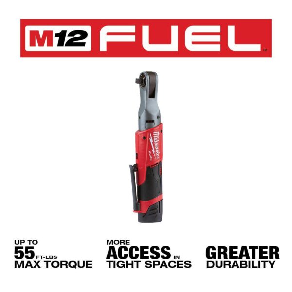 M12 FUEL 12V Lithium-Ion Brushless Cordless 3/8 in. Ratchet with M12 2.0Ah Battery - Image 2