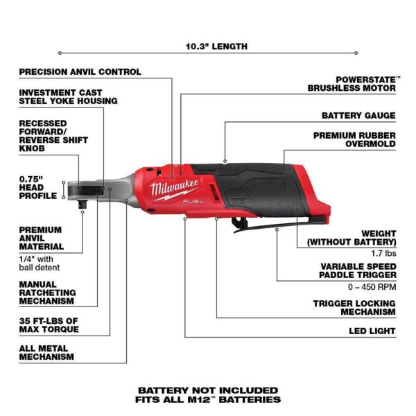 2567-20-2566-20 M12 FUEL 12V Lithium-Ion Brushless Cordless High Speed 3/8 in. Ratchet with Brushless High Speed 1/4 in. Ratchet - Image 5
