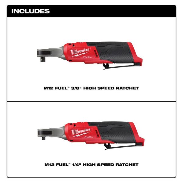 2567-20-2566-20 M12 FUEL 12V Lithium-Ion Brushless Cordless High Speed 3/8 in. Ratchet with Brushless High Speed 1/4 in. Ratchet - Image 2