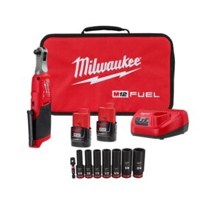 2567-22-49-66-7024 M12 FUEL 12V Cordless High Speed 3/8 in. Ratchet Kit w/Impact Duty 3/8 in. SAE Deep Impact Rated Socket Set(8-Piece)