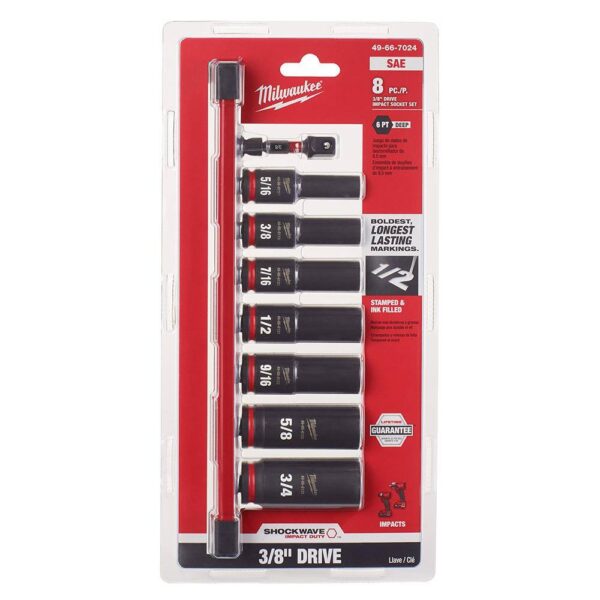 2567-22-49-66-7024 M12 FUEL 12V Cordless High Speed 3/8 in. Ratchet Kit w/Impact Duty 3/8 in. SAE Deep Impact Rated Socket Set(8-Piece) - Image 7