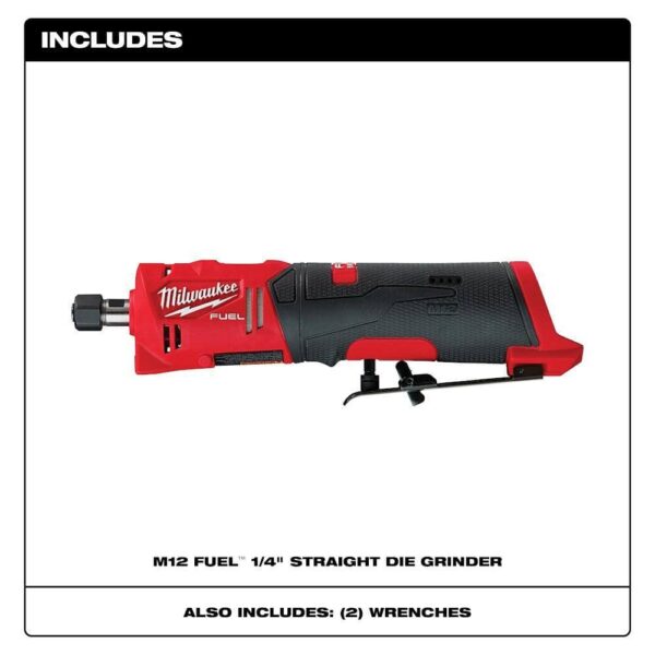 2486-20 M12 FUEL 12V Lithium-Ion Brushless Cordless 1/4 in. Straight Die Grinder (Tool-Only) - Image 2