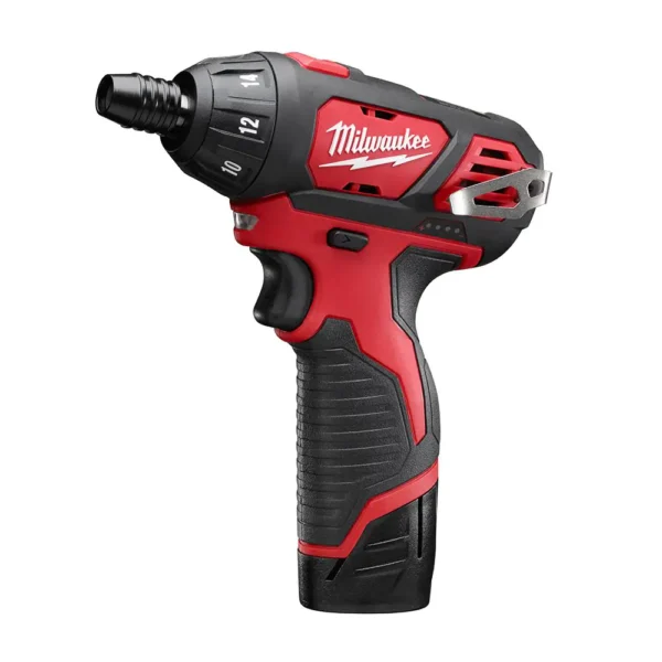 2401-22 M12 12V Lithium-Ion Cordless 1/4 in. Hex Screwdriver Kit with Two 1.5Ah Batteries, Charger and Tool Bag - Image 4