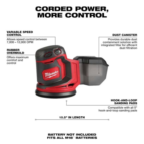 2839-20-2648-20 M18 FUEL 18-Volt Lithium-Ion Brushless Cordless Gen II 15-Gauge Angled Nailer with Random Orbit Sander - Image 10