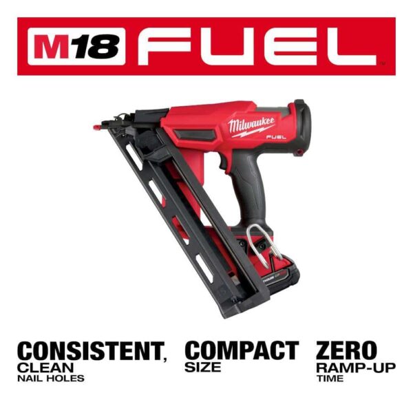 2839-21CT M18 FUEL 18-Volt Lithium-Ion Brushless Cordless Gen II 15-Gauge Angled Finish Nailer Kit with 2.0Ah Battery and Charger - Image 5