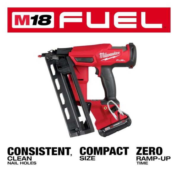2841-21CT M18 FUEL 18-Volt Lithium-Ion Brushless Cordless Gen II 16-Gauge Angled Finish Nailer Kit with 2.0Ah Battery and Charger - Image 5