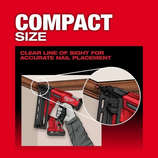 2841-21CT M18 FUEL 18-Volt Lithium-Ion Brushless Cordless Gen II 16-Gauge Angled Finish Nailer Kit with 2.0Ah Battery and Charger - Image 7