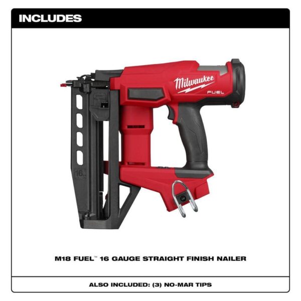 3020-20 M18 FUEL 18-Volt Lithium-Ion Brushless Cordless Gen ll 16-Gauge Straight Finish Nailer (Tool Only) - Image 3