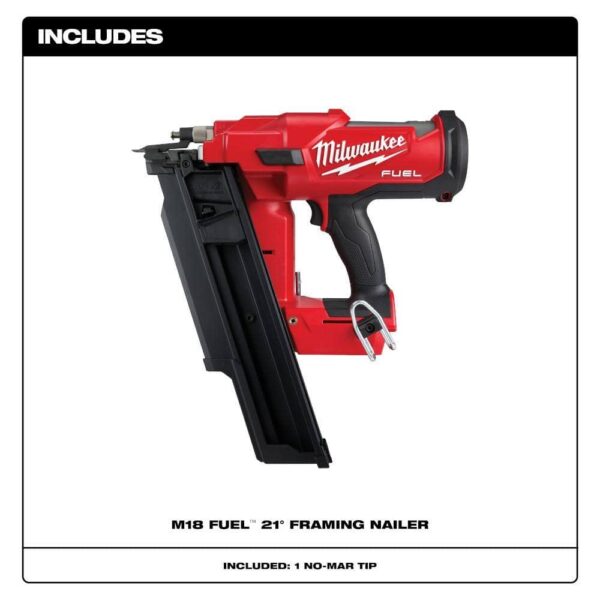 2744-20-48-73-2010 M18 FUEL 3-1/2 in. 18-Volt 21-Degree Brushless Cordless Framing Nailer (Tool-Only) with Clear Anti Scratch Glasses - Image 3