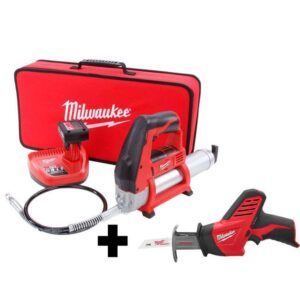 2446-21XC-2420-20 M12 12V Lithium-Ion Cordless Grease Gun XC Kit with M12 Hackzall