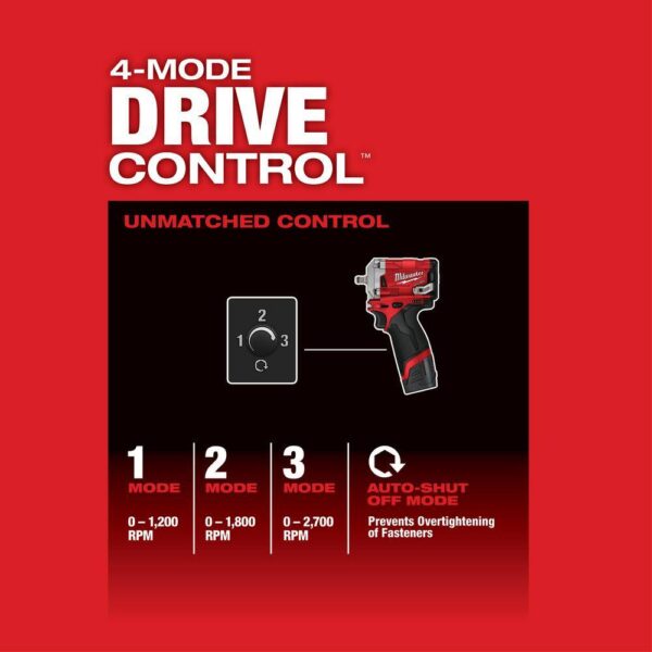 2446-21XC-2554-20 M12 12V Li-Ion Cordless Grease Gun Kit with Stubby 3/8 in. Impact Wrench, One 3.0 Ah Battery, Charger and Tool Bag - Image 5