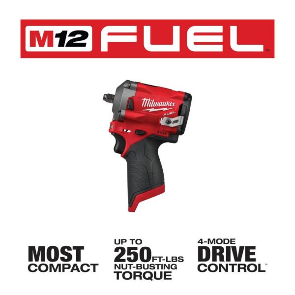 2446-21XC-2554-20 M12 12V Li-Ion Cordless Grease Gun Kit with Stubby 3/8 in. Impact Wrench, One 3.0 Ah Battery, Charger and Tool Bag - Image 2